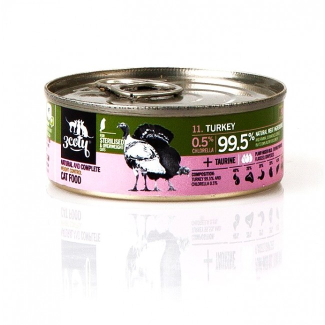 3COTY Turkey with chlorella Sterilised and overweight cats - wet cat food - 80g 3COTY Turkey with chlorella Sterilised and overweight cats - wet cat food - 80g