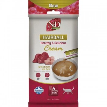 FARMINA N&D Quinoa Cat Hairball Cream with Chicken & Tuna box cat treat 4x15g