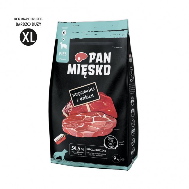 Mr. Pork meat with a wild boar XL - Dry dog food - 9kg