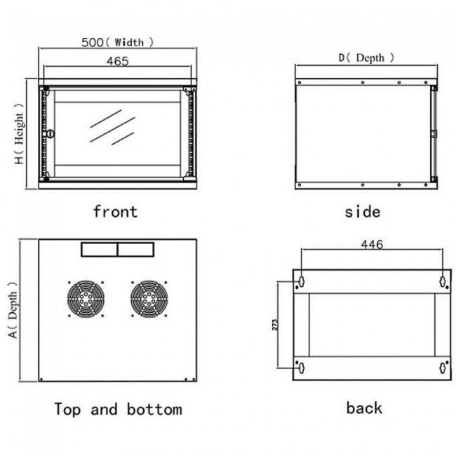 Techly Wall Rack Cabinet 19 6U prof. 450 Grey Assembled