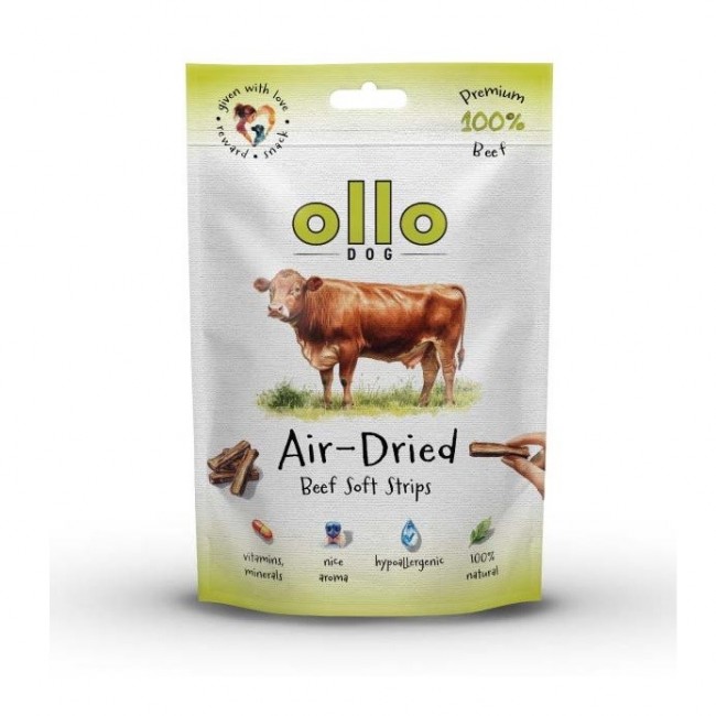 OLLO Air-Dried Beef strips - dog treat - 80g