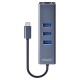 Savio AK-57 USB-C - 3 x USB-A HUB with RJ-45 Gigabit Ethernet adapter, 5000 Mbit/s, grey