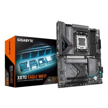 GIGABYTE X870 EAGLE WIFI7 Motherboard - Supports AMD Ryzen 9000 CPUs, 14+2+2 phases VRM, up to 8000MHz DDR5 (OC), 1xPCIe 5.0 + 2xPCIe 4.0, Wi-Fi 7, 2.5GbE LAN, USB 4