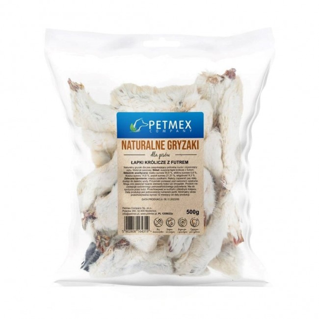 PETMEX Rabbit paws with fur Mono dog treat 500g PETMEX Rabbit paws with fur Mono dog treat 500g