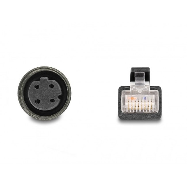 DeLOCK M12 Adapter Cable D-coded 4 pin female to RJ45 male 50 cm