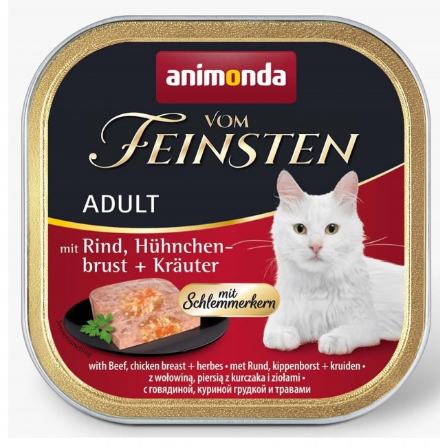 ANIMONDA Vom Feinsten Adult Beef, chicken breast and herbs - wet cat food - 100g