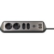 Brennenstuhl 1153590410 power extension 2 m 4 AC outlet(s) Indoor Black, Silver