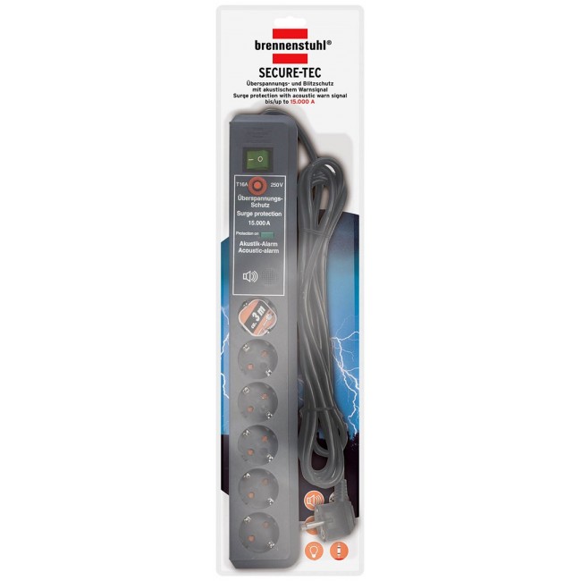 Brennenstuhl Secure-Tec Surge Protection 15.000 A Black 6 AC outlet(s) 3 m