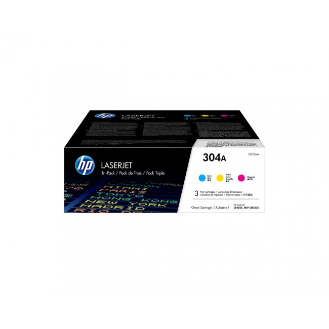 HP 304A 3-pack Cyan/Magenta/Yellow Original LaserJet Toner Cartridges