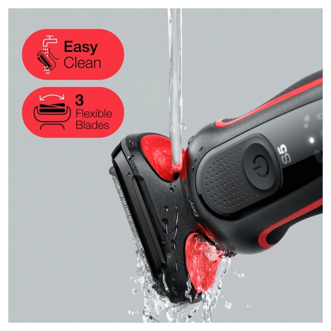 Braun Series 5 50-R1000s Foil shaver Black, Red Braun Series 5 50-R1000s Foil shaver Black, Red