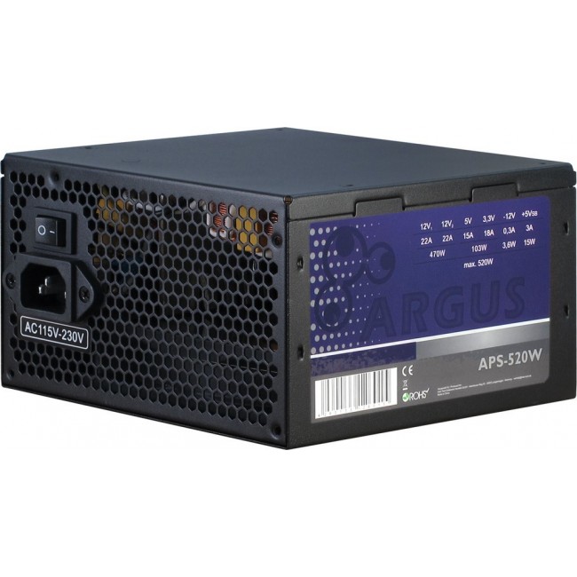 Inter-Tech Argus APS power supply unit 520 W 20+4 pin ATX ATX Black Inter-Tech Argus APS power supply unit 520 W 20+4 pin ATX ATX Black