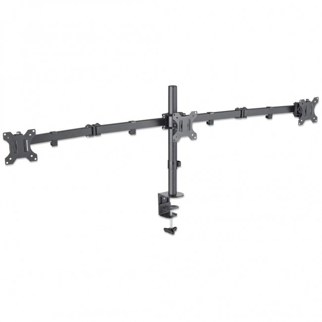 Manhattan TV & Monitor Mount, Desk, Double-Link Arms, 3 screens, Screen Sizes: 10-27