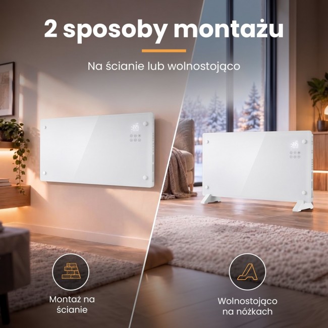 Extralink SMART GLASS PANEL HEATER, WHITE, 2000W, WIFI, LPL-23A-WH