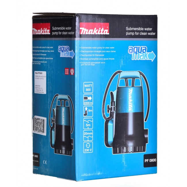 Makita PF0800 submersible pump 800 W 13200 l/h 5 m Makita PF0800 submersible pump 800 W 13200 l/h 5 m