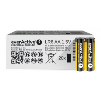 Alkaline batteries everActive Industrial Alkaline LR6 AA - carton box 40 pcs
