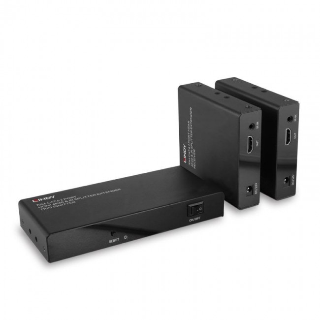 Lindy 70m Cat.6 2 Port HDMI 4K60 & IR Splitter Extender Lindy 70m Cat.6 2 Port HDMI 4K60 & IR Splitter Extender