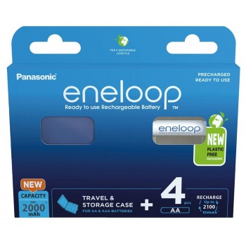 Rechargeable batteries PANASONIC ENELOOP AA 2000 mAh 4 szt + case (BK-3MCDE/4CP+CASE)