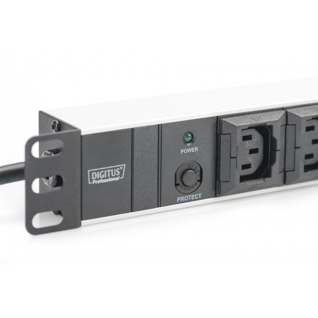 Digitus Socket strip with aluminum profile, 10-way, 2 m supply cable IEC C14 plug Digitus Socket strip with aluminum profile, 10-way, 2 m supply cable IEC C14 plug