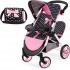 Doll stroller for twins black with bow
