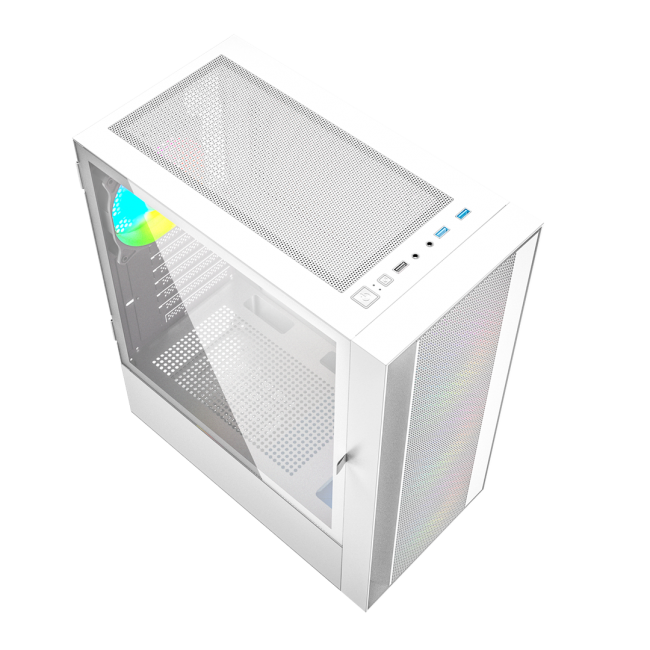 Gembird Fornax 4000W ARGB gaming ATX computer case, Midi Tower, backlight, White