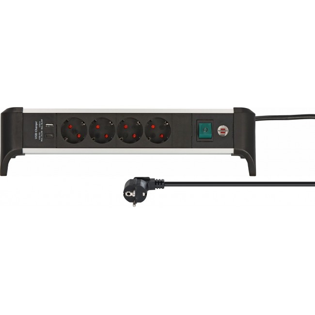 Brennenstuhl 1391040420 power extension 1.8 m 4 AC outlet(s) Indoor Black, Silver