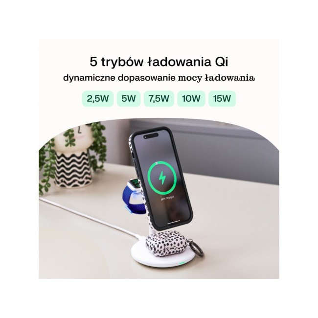 Green Cell MSST-GC-3IN1-W mobile device charger Headphones, Headset, Smartphone, Smartwatch White Wireless charging Auto