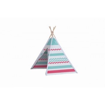 Wooden tent Teepee blue-red John