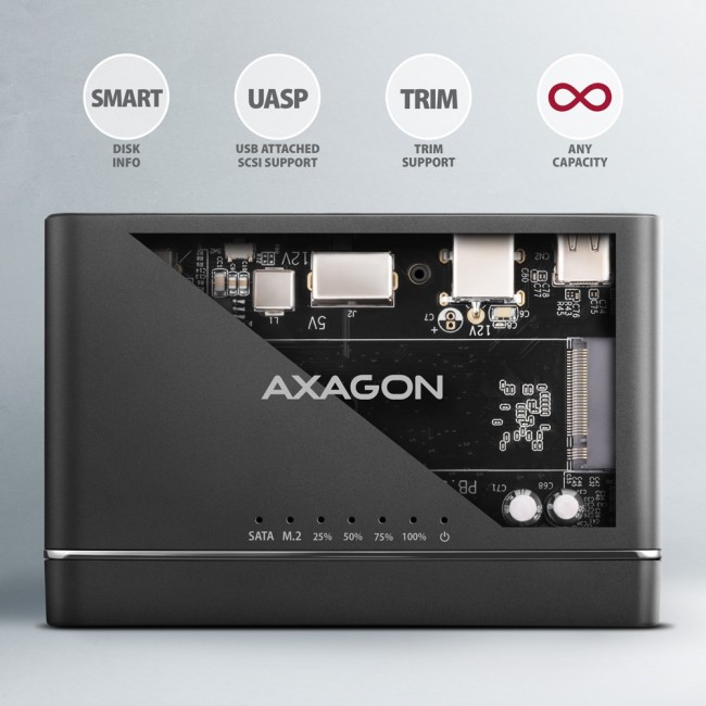 Axagon ADSA-CC USB-C 10Gbps - NVMe M.2 SSD & SATA 2.5/3.5 SSD/HDD CLONE MASTER 2 - Digital/Daten - NVMe USB 3.2 Gen 2 (3.1 Gen 2) Type-C Black Axagon ADSA-CC USB-C 10Gbps - NVMe M.2 SSD & SATA 2.5/3.5 SSD/HDD CLONE MASTER 2 - Digital/Daten - NVMe USB 3.2 Gen 2 (3.1 Gen 2) Type-C Black