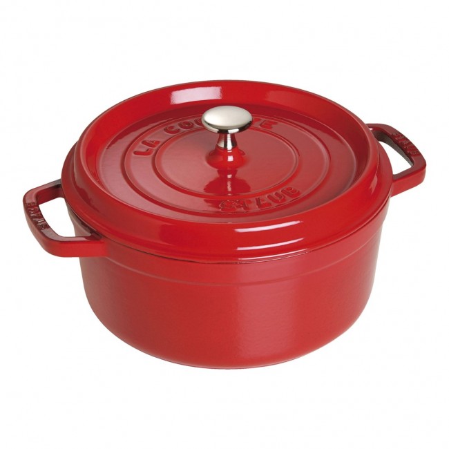 Staub Round Cast Iron Pot - 3.8 ltr, Red Staub Round Cast Iron Pot - 3.8 ltr, Red