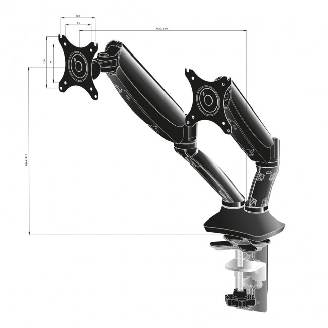 iiyama Sleek and stylish dual gas spring arm