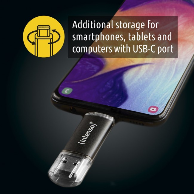 Intenso Twist Line USB flash drive 128 GB USB Type-A / USB Type-C 3.2 Gen 1 (3.1 Gen 1) Anthracite