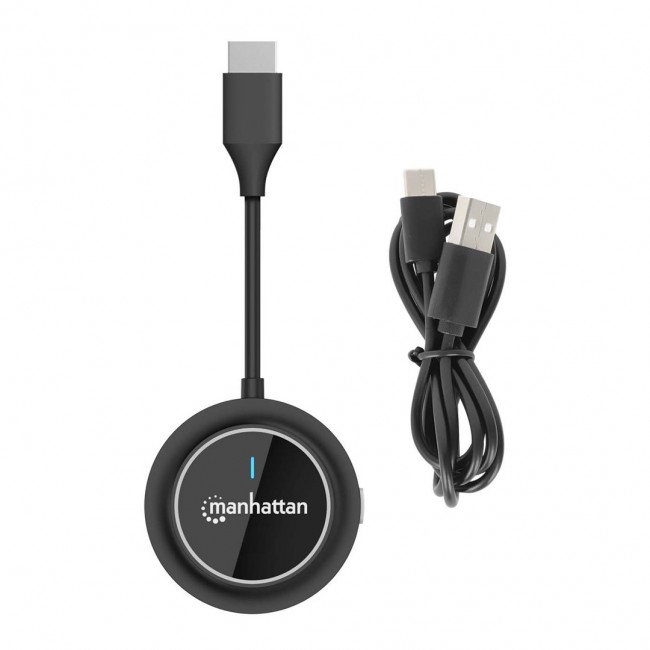 Manhattan 1080p Wireless HDMI Display Adapter with HDMI Transmitter, Dongle Wirelessly Displays a Video Signal from an HDMI Device on an HDMI TV or Projector, Requires Receiver from 208420 Wireless HDMI Presentation Kit, Black Manhattan 1080p Wireless HDMI Display Adapter with HDMI Transmitter, Dongle Wirelessly Displays a Video Signal from an HDMI Device on an HDMI TV or Projector, Requires Receiver from 208420 Wireless HDMI Presentation Kit, Black