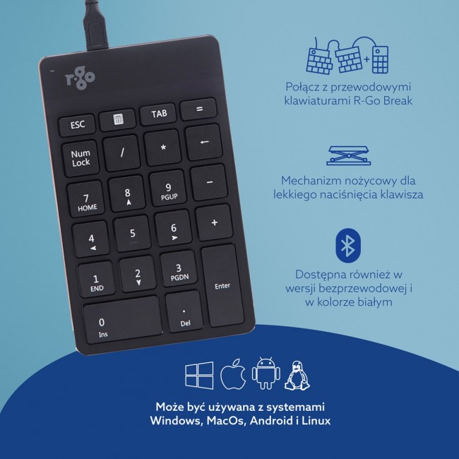 R-Go Tools Numeric keypad R-Go Numpad Break, ergonomic numeric keypad with break software, wired, black R-Go Tools Numeric keypad R-Go Numpad Break, ergonomic numeric keypad with break software, wired, black