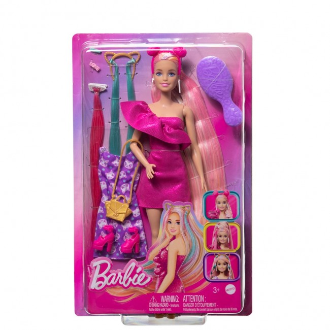 Barbie Fun & Fancy Hair Doll with Extra-Long Colorful Blonde Hair and Styling Accessories Barbie Fun & Fancy Hair Doll with Extra-Long Colorful Blonde Hair and Styling Accessories