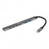 BakkerElkhuizen USB-C Hub 7-in-1 (3A+4C) USB Type-C 5000 Mbit/s Black, Gray