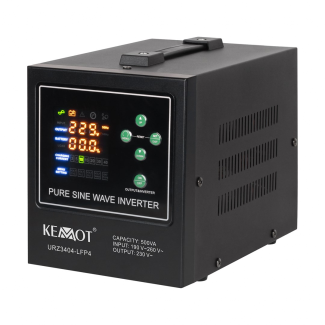 KEMOT PROsinus-500-LiFePo4 emergency power supply a pure sine wave inverter with a 12V charging function, 230V, 500VA/300W