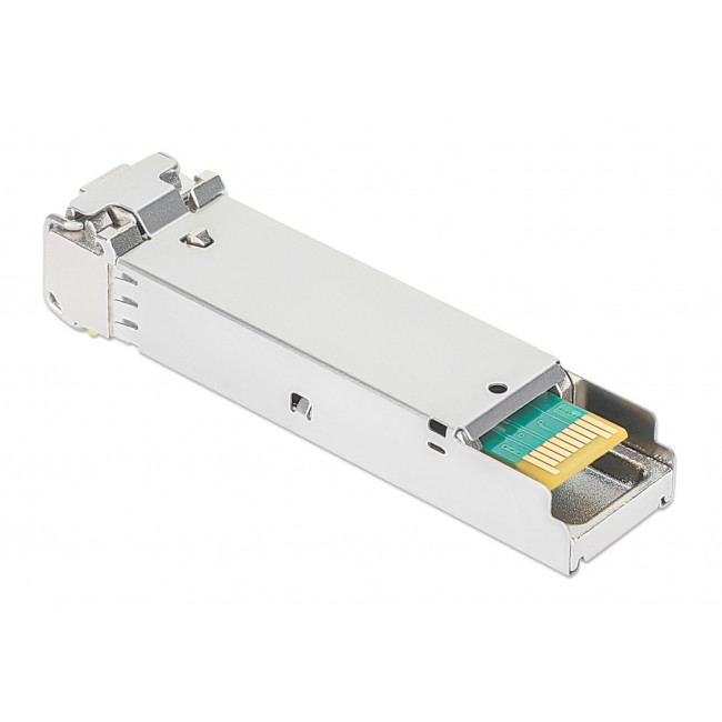Intellinet Gigabit Fiber WDM Bi-Directional SFP Optical Transceiver Module 1000Base-BX-D (LC) Single-Mode Port, 120 km (75 mi.), BiDi WDM (RX1490/TX1550), MSA-compliant for Maximum Compatibility, Silver