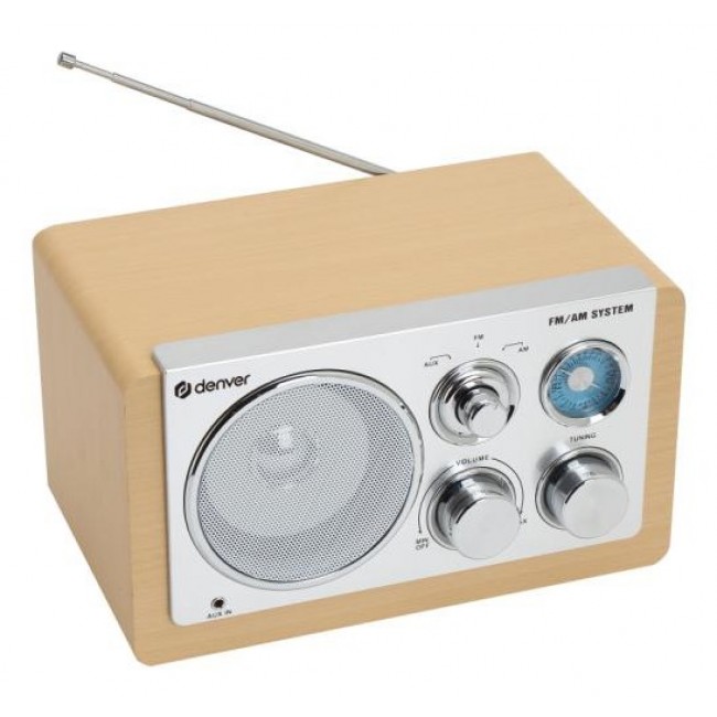Denver TR-63LW radio Personal Analog Bamboo, Silver Denver TR-63LW radio Personal Analog Bamboo, Silver