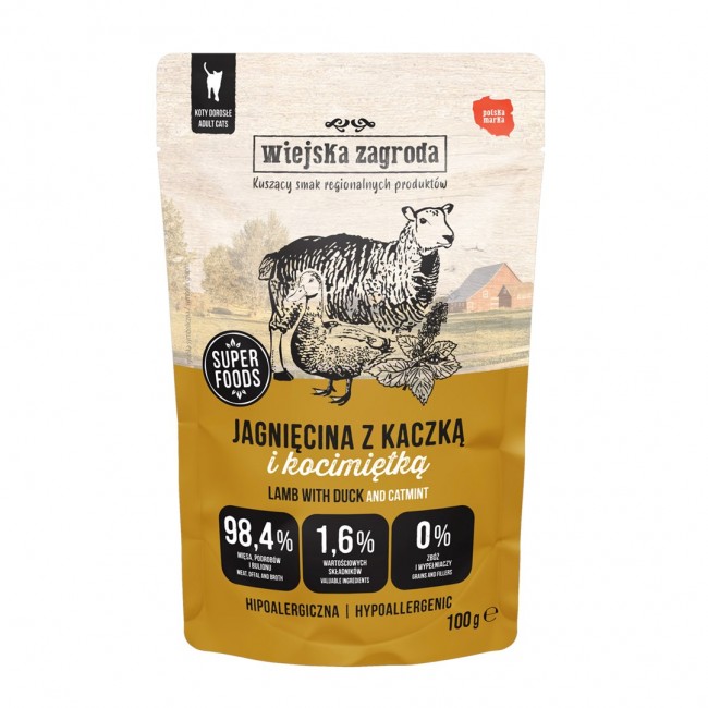 WIEJSKA ZAGRODA Lamb with duck and catnip wet food for cats 100g WIEJSKA ZAGRODA Lamb with duck and catnip wet food for cats 100g