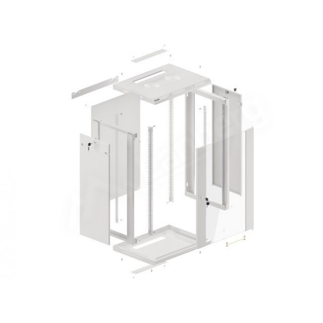 Lanberg wall-mounted installation rack cabinet 19'' 18U 600x450mm gray (glass door) Lanberg wall-mounted installation rack cabinet 19'' 18U 600x450mm gray (glass door)