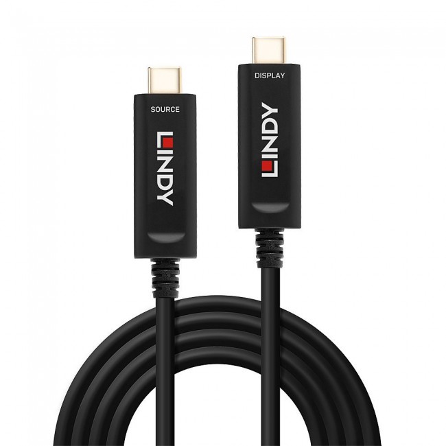 Lindy 15m Fibre Optic Hybrid USB Type C Cable, Audio / Video Only