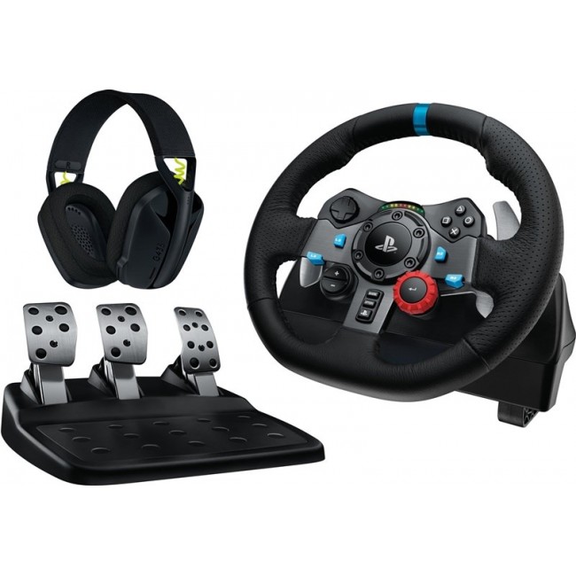 Logitech G 991-000539 Gaming Controller Aluminium, Black USB Steering wheel + pedals + headset PC, PlayStation 4, PlayStation 5, Playstation 3