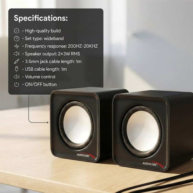 Audiocore AC870 B 2-way 3 W Black, Gray Wired