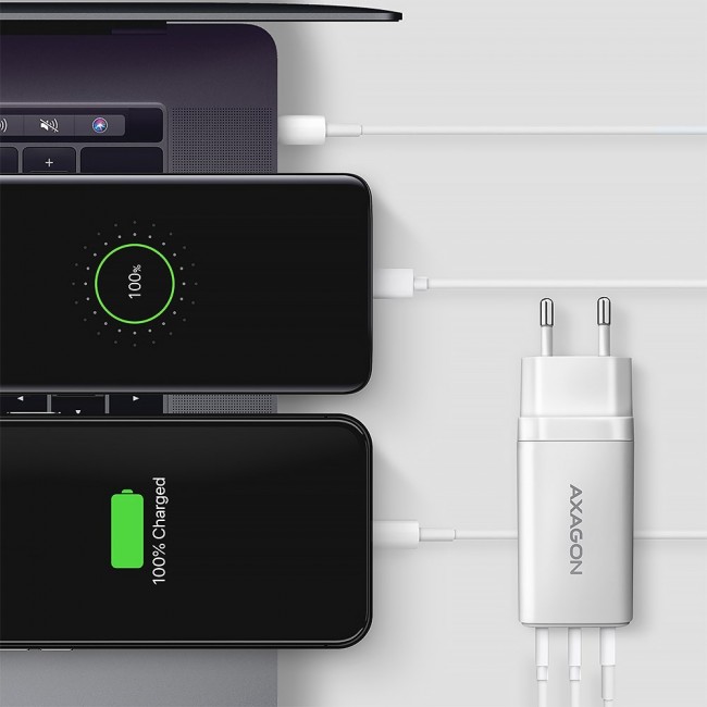 Axagon ACU-DPQ65W PD3.0 & QC4+ 3x OUTPUTS wall charger 65W