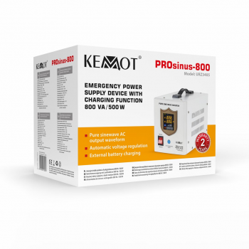 KEMOT PROsinus-800 emergency power supply unit a pure sine wave inverter with a 12V charging function, 230V, 800VA/500W