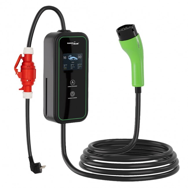 GreenBlue EV/PHEV Charger, portable, Type 2, cable length 6.8 m, IP65, 11 kW, 220 380 V AC 50/60 Hz, 16 A, 3-phase, GB1100