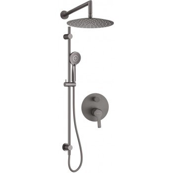 Concealed shower set with rail - with overhead shower