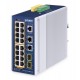PLANET IP30 Industrial L2/L4 16-Port Managed L2/L4 Gigabit Ethernet (10/100/1000) Power over Ethernet (PoE) Aluminium, Blue