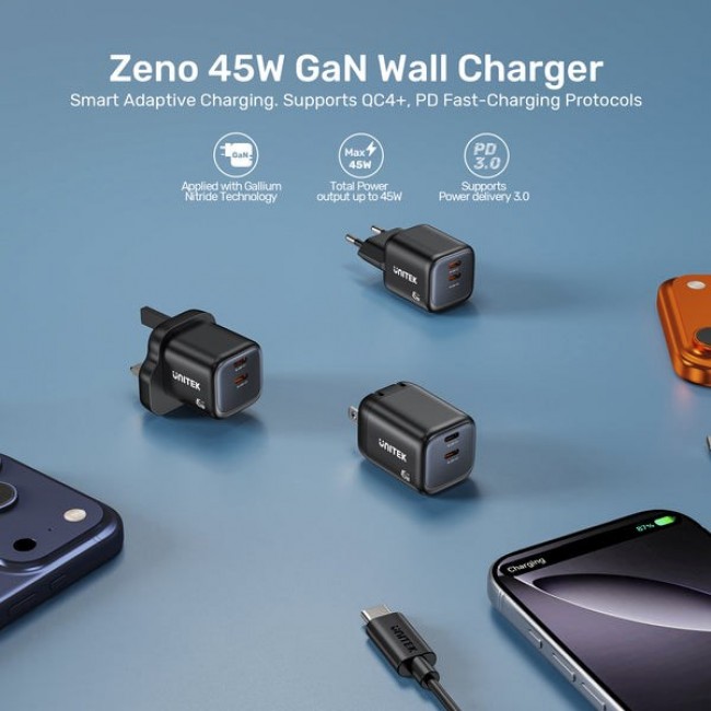 UNITEK P1129ABK01-EU mobile device charger Universal Black AC Fast charging Indoor