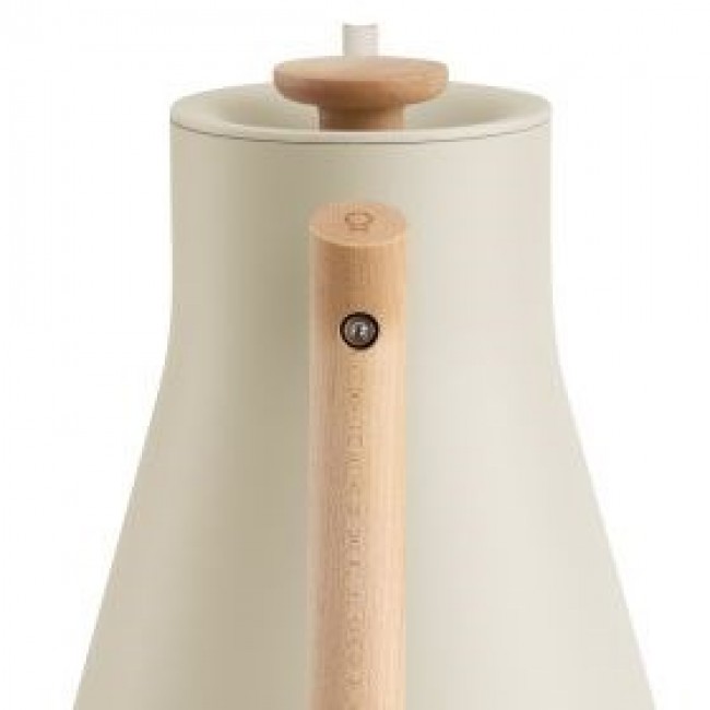 Fellow Stagg EKG PRO 900ml electric kettle in sesame beige with a wooden handle